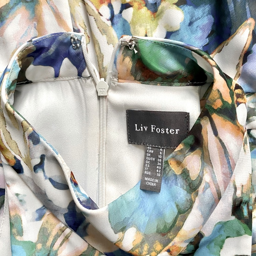 LIV FOSTER Women's Flowy White Floral-Print Cutout Halter Gown Maxi Dress Size 6 - Picture 9 of 11